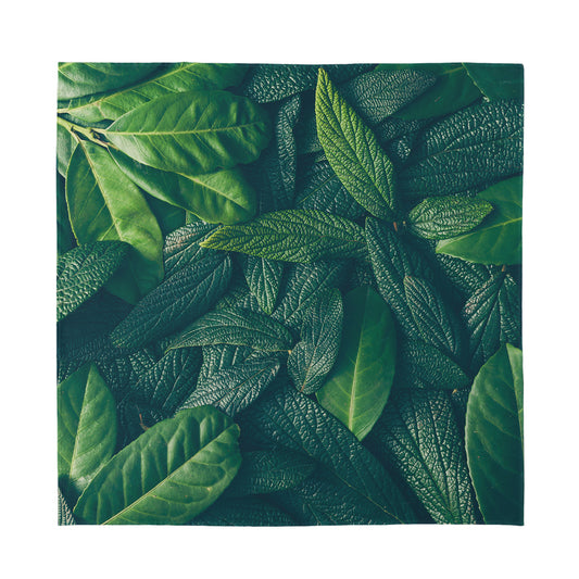 Green Leaves Print Silk Bandana