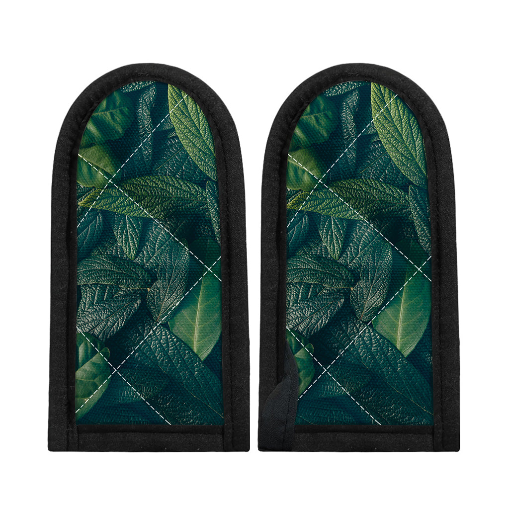 Green Leaves Print Skillet Handle Cover