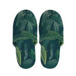 Green Leaves Print Slippers
