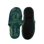 Green Leaves Print Slippers