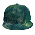Green Leaves Print Snapback Cap