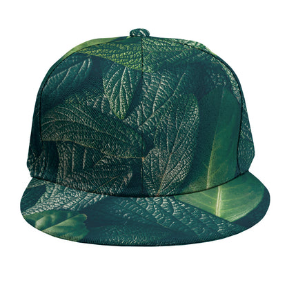 Green Leaves Print Snapback Cap