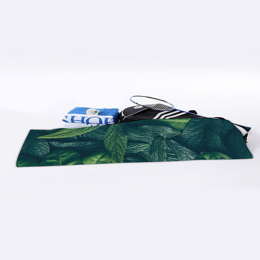 Green Leaves Print Sports Towel