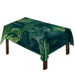 Green Leaves Print Tablecloth