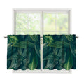 Green Leaves Print Tier Curtains