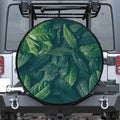 Green Leaves Print Tire Cover