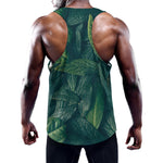 Green Leaves Print Training Tank Top