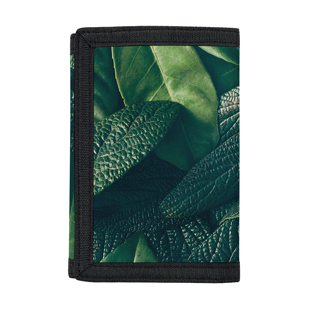 Green Leaves Print Trifold Wallet