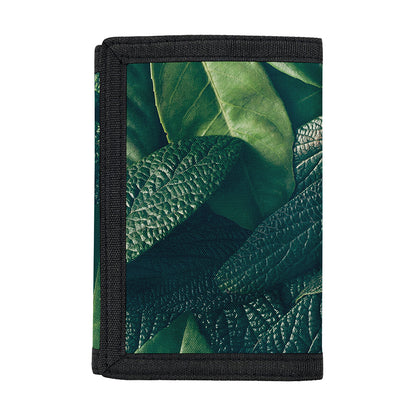 Green Leaves Print Trifold Wallet