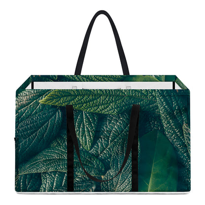 Green Leaves Print Utility Tote Bag