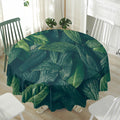Green Leaves Print Waterproof Round Tablecloth