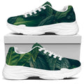 Green Leaves Print White Chunky Shoes
