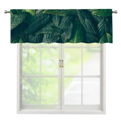 Green Leaves Print Window Valance