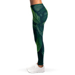 Green Leaves Print Women's Leggings