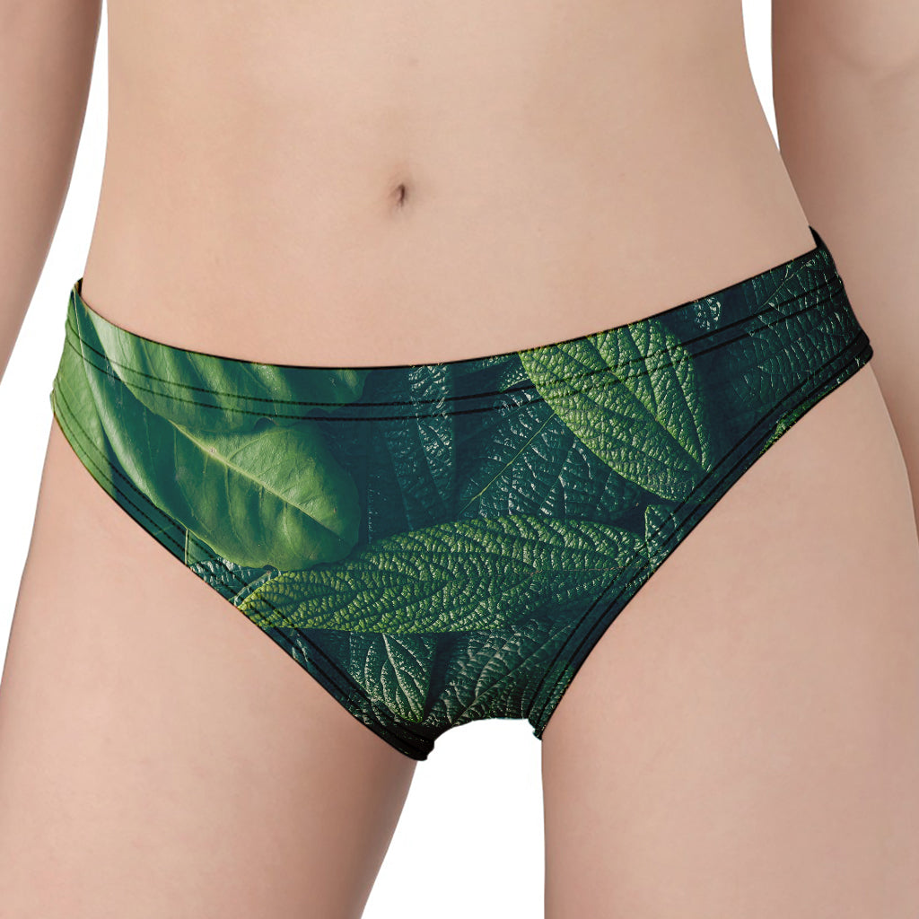 Green Leaves Print Women's Panties