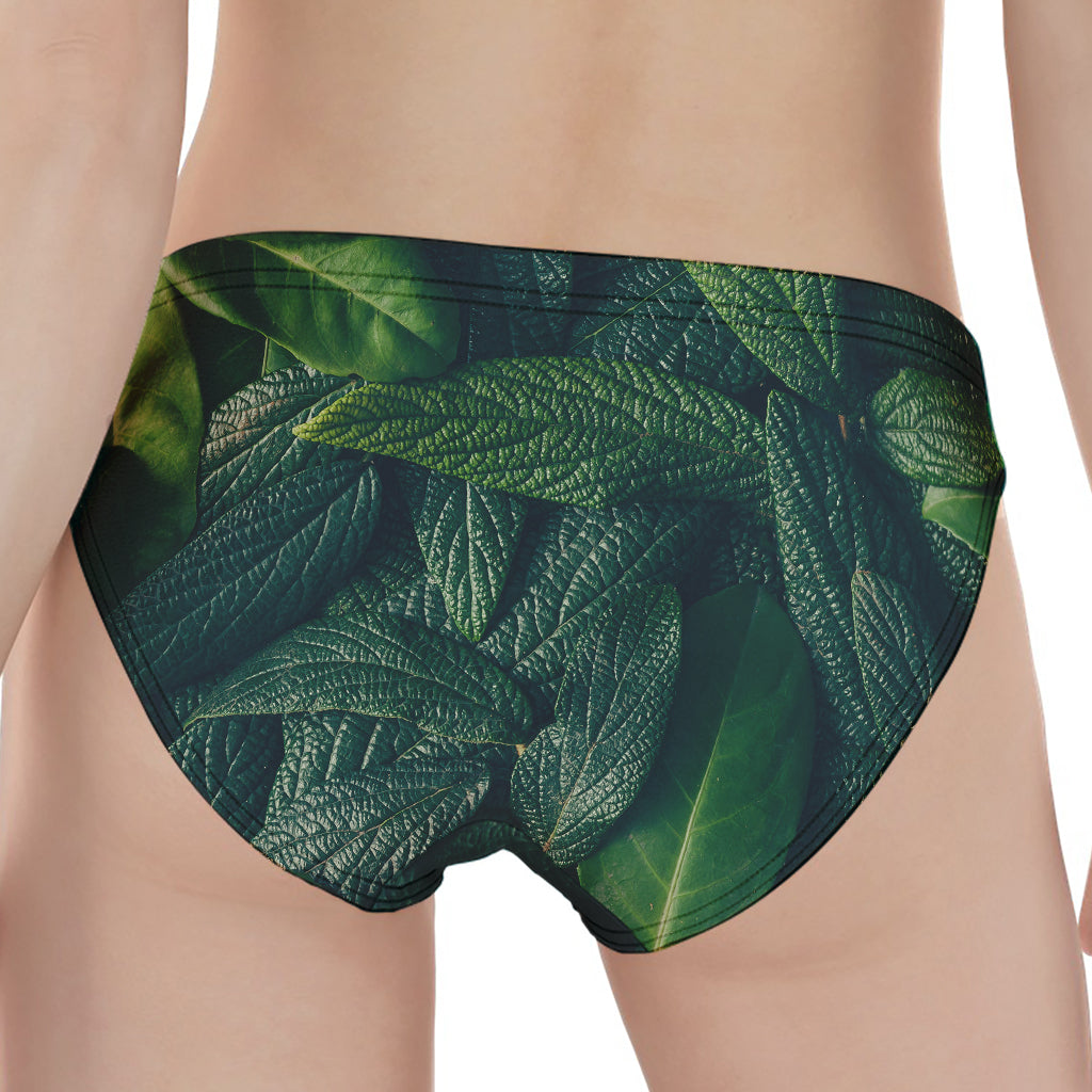 Green Leaves Print Women's Panties