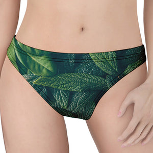 Green Leaves Print Women's Thong