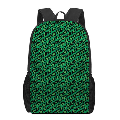 Green Leopard Print 17 Inch Backpack