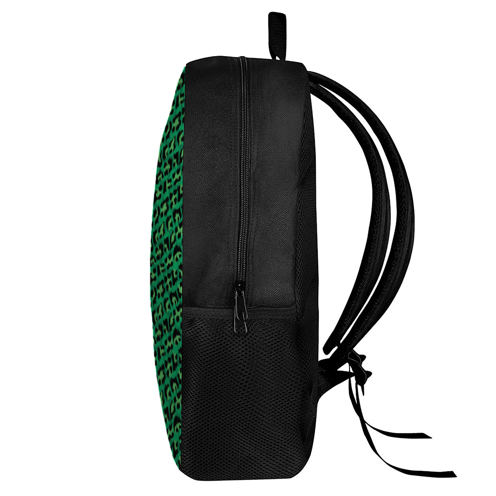 Green Leopard Print 17 Inch Backpack