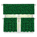 Green Leopard Print 3 Piece Kitchen Curtains
