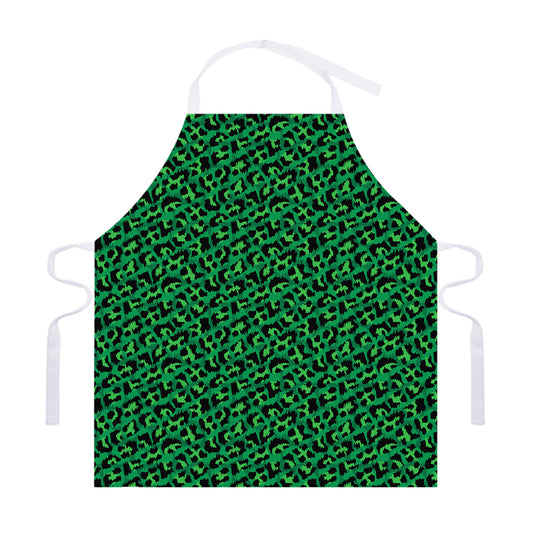 Green Leopard Print Adjustable Apron