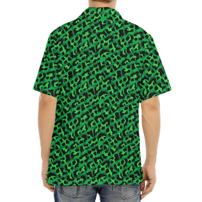 Green Leopard Print Aloha Shirt
