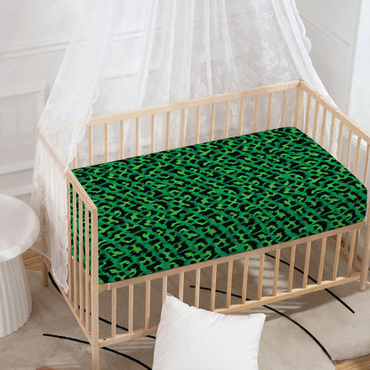 Green Leopard Print Baby Crib Sheet