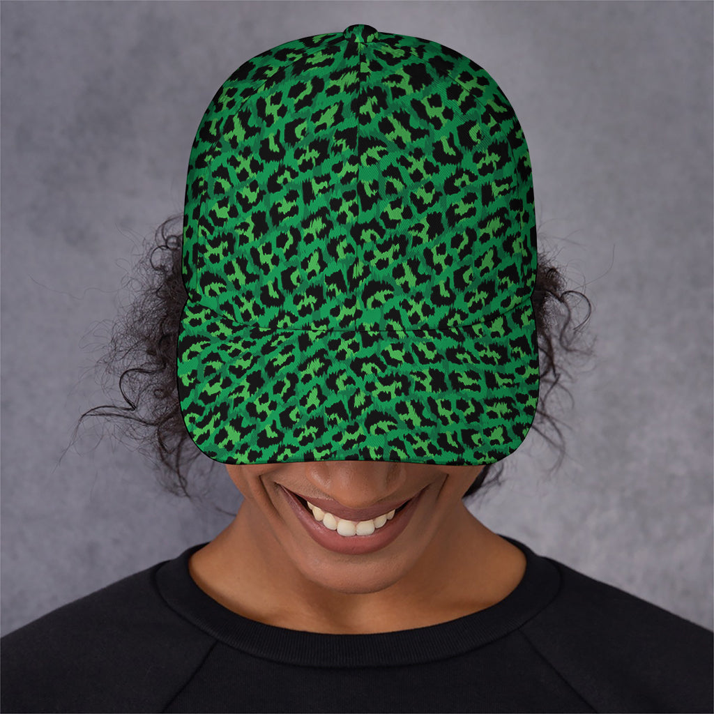 Green Leopard Print Baseball Cap