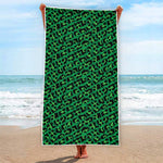 Green Leopard Print Beach Towel