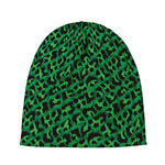 Green Leopard Print Beanie