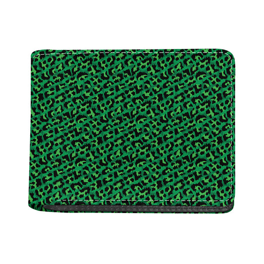 Green Leopard Print Bifold Wallet