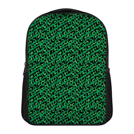 Green Leopard Print Casual Backpack