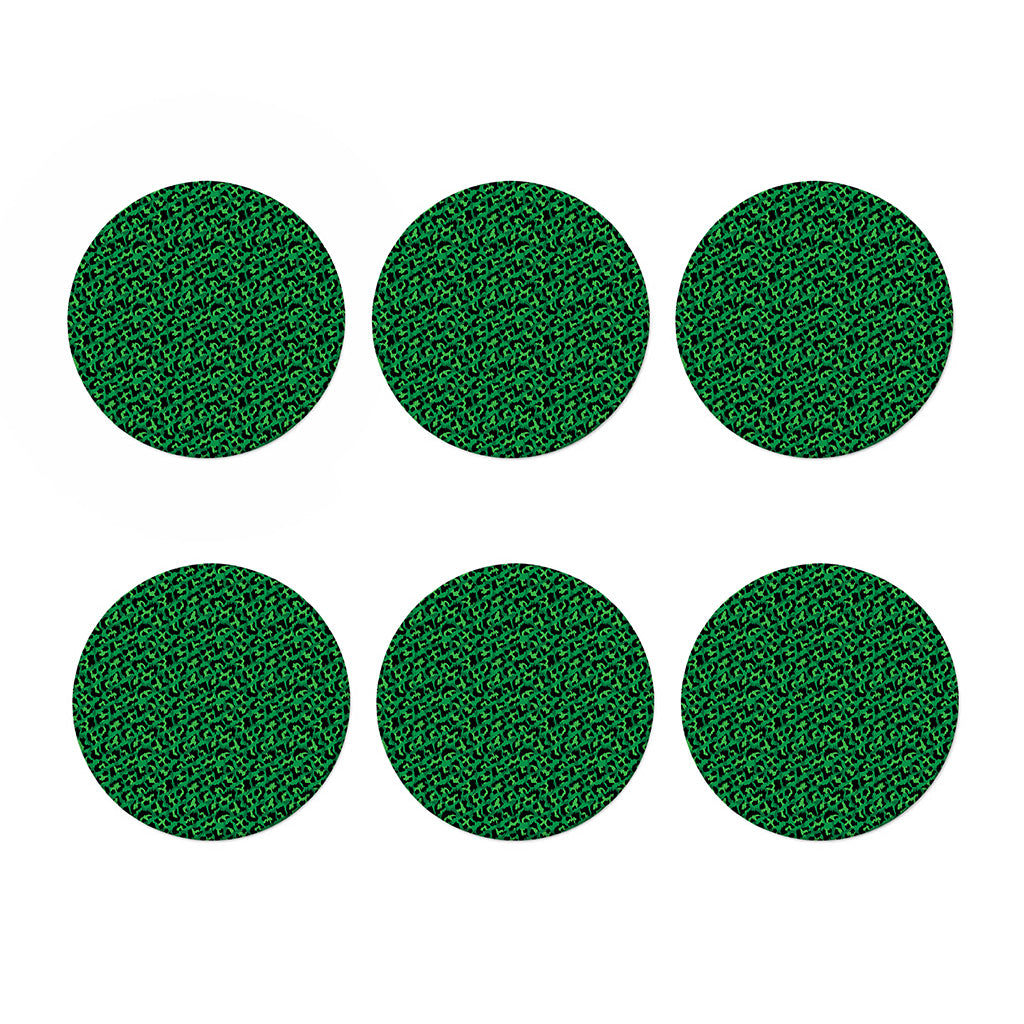 Green Leopard Print Coaster Set