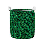 Green Leopard Print Collapsible Laundry Basket
