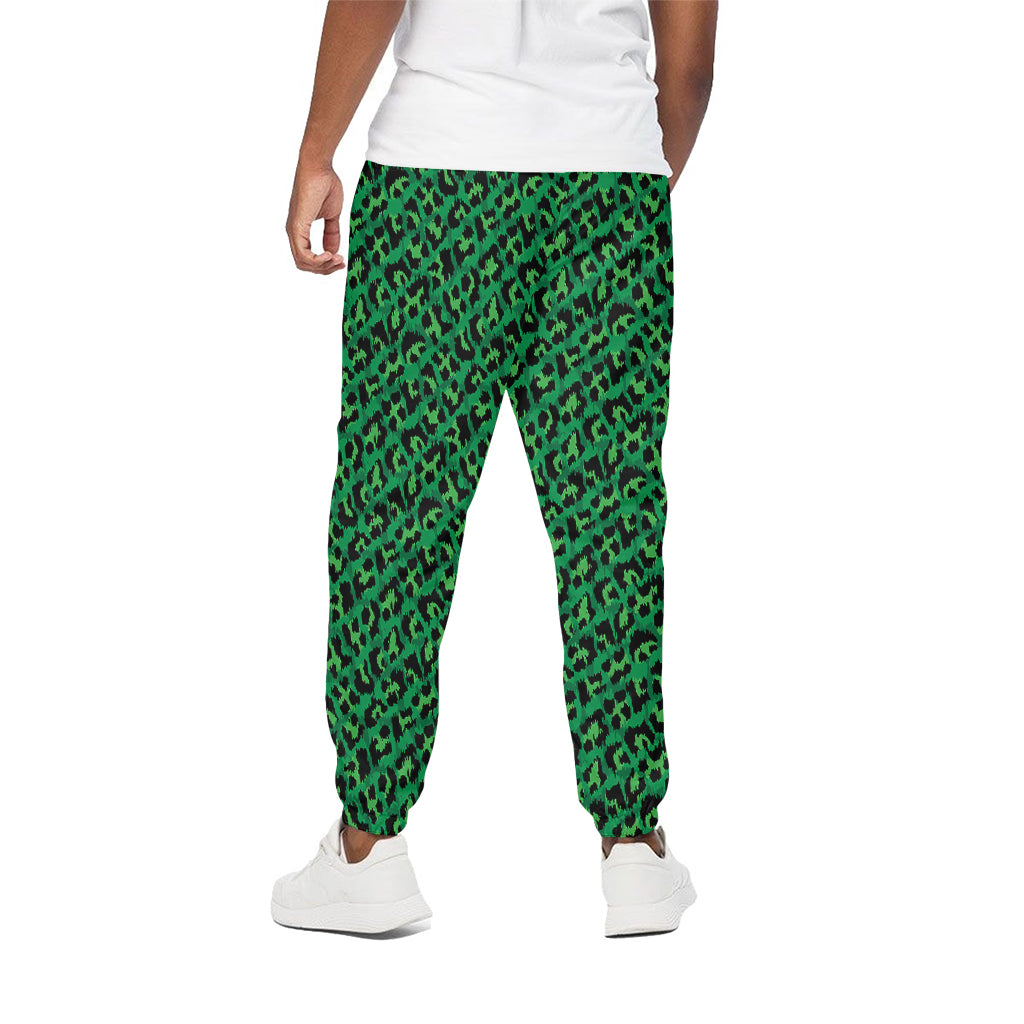 Green Leopard Print Cotton Pants