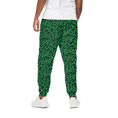 Green Leopard Print Cotton Pants