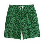 Green Leopard Print Cotton Shorts