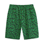 Green Leopard Print Cotton Shorts