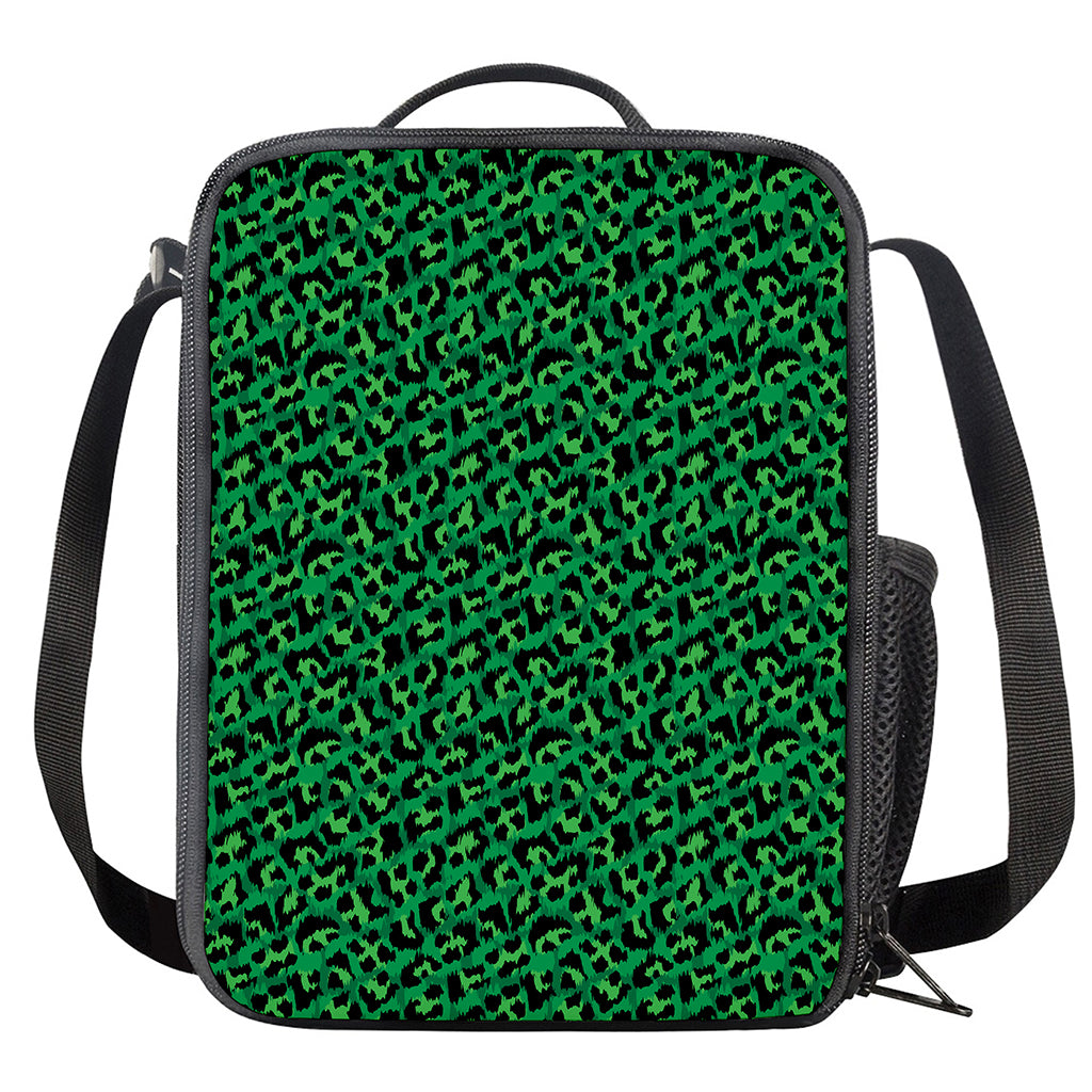 Green Leopard Print Crossbody Lunch Bag
