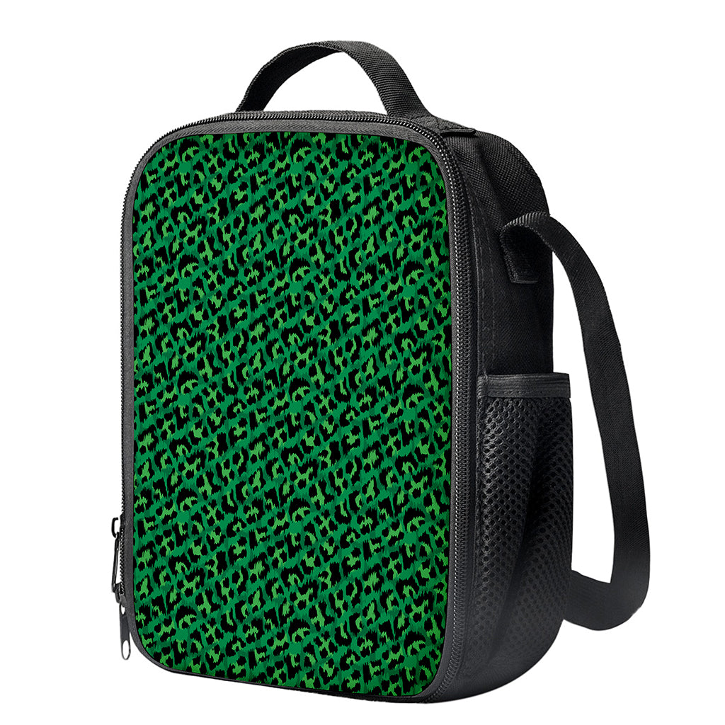 Green Leopard Print Crossbody Lunch Bag