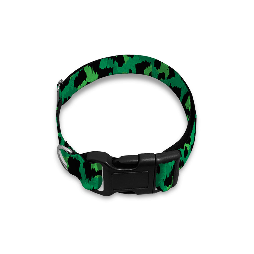 Green Leopard Print Dog Collar