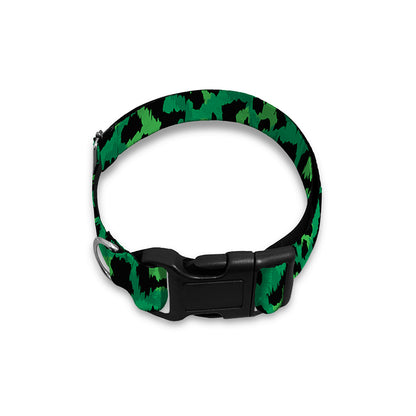 Green Leopard Print Dog Collar