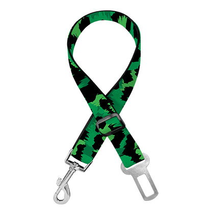 Green Leopard Print Dog Seat Belt
