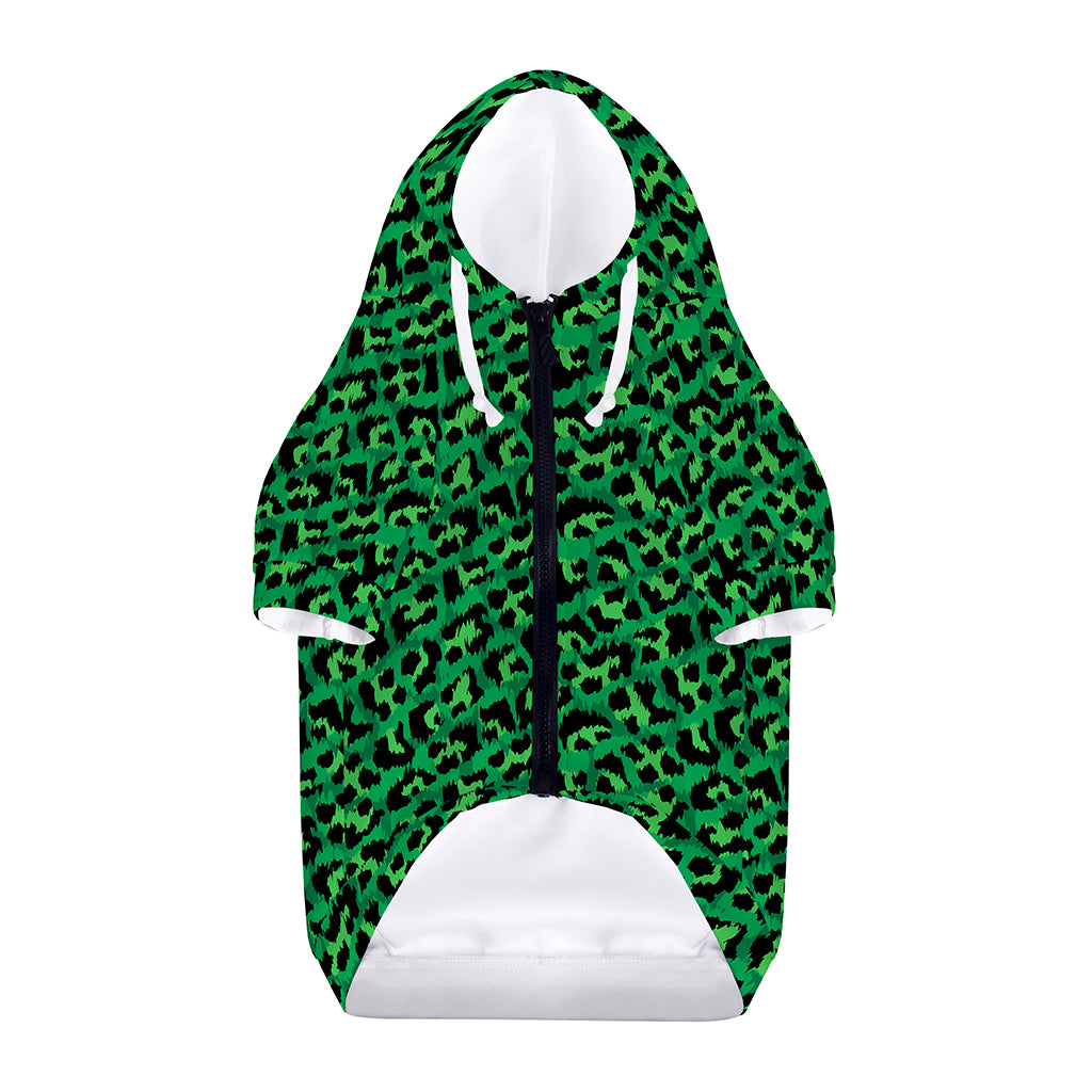 Green Leopard Print Dog Zip Up Hoodie