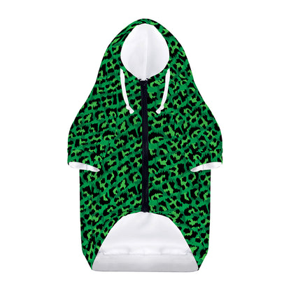 Green Leopard Print Dog Zip Up Hoodie