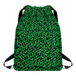 Green Leopard Print Drawstring Backpack