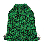 Green Leopard Print Drawstring Bag