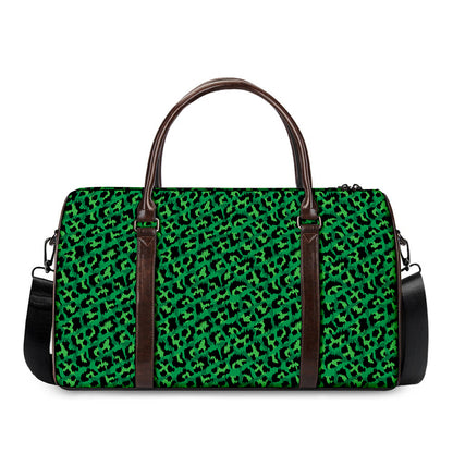 Green Leopard Print Duffle Bag