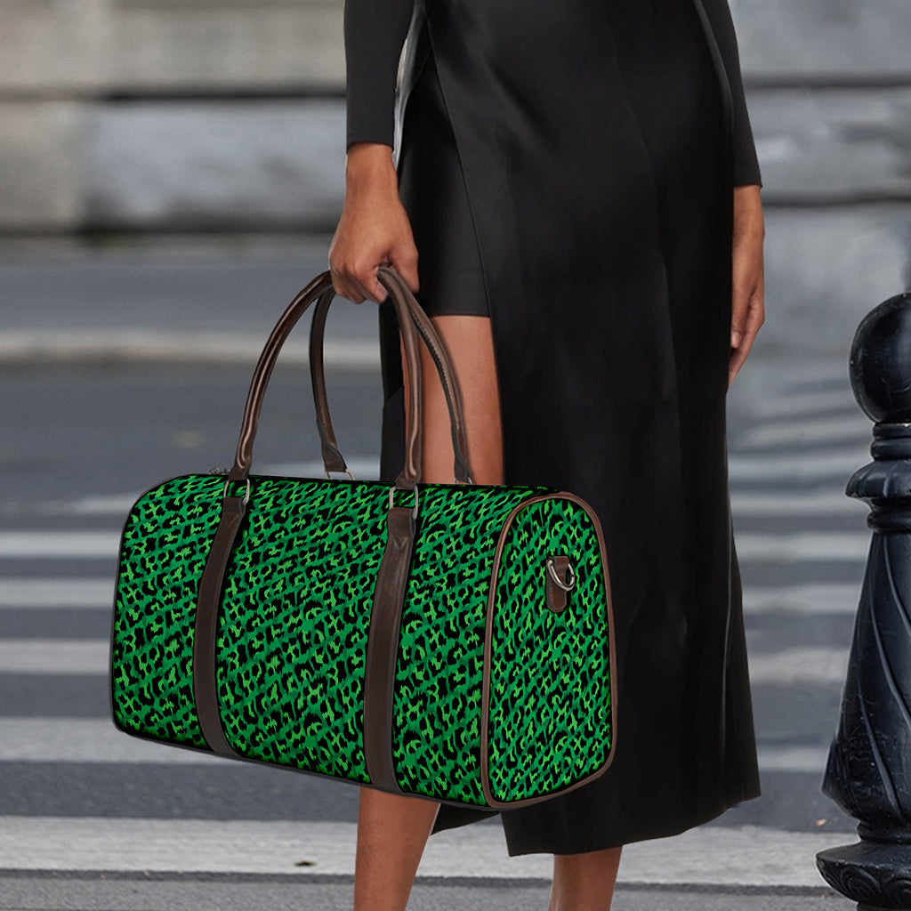 Green Leopard Print Duffle Bag