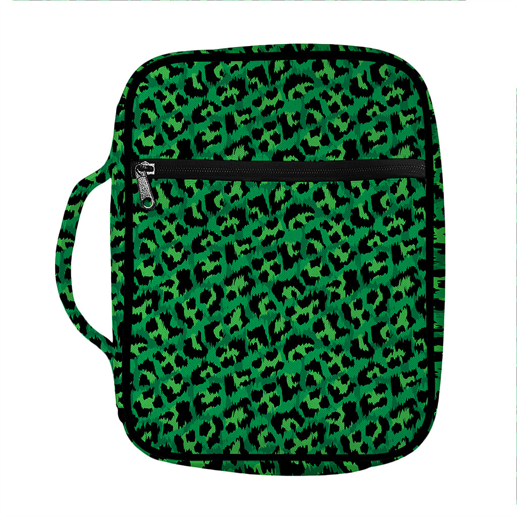 Green Leopard Print Front Pocket Bible Bag